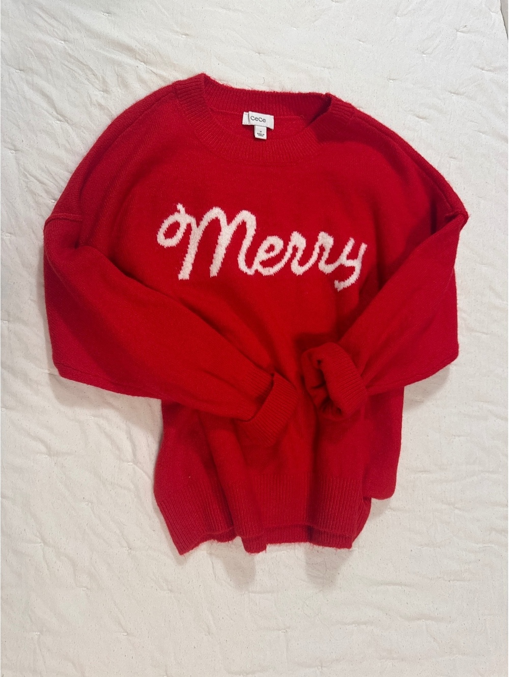 CeCe Red 'Merry' Knit Sweater Medium